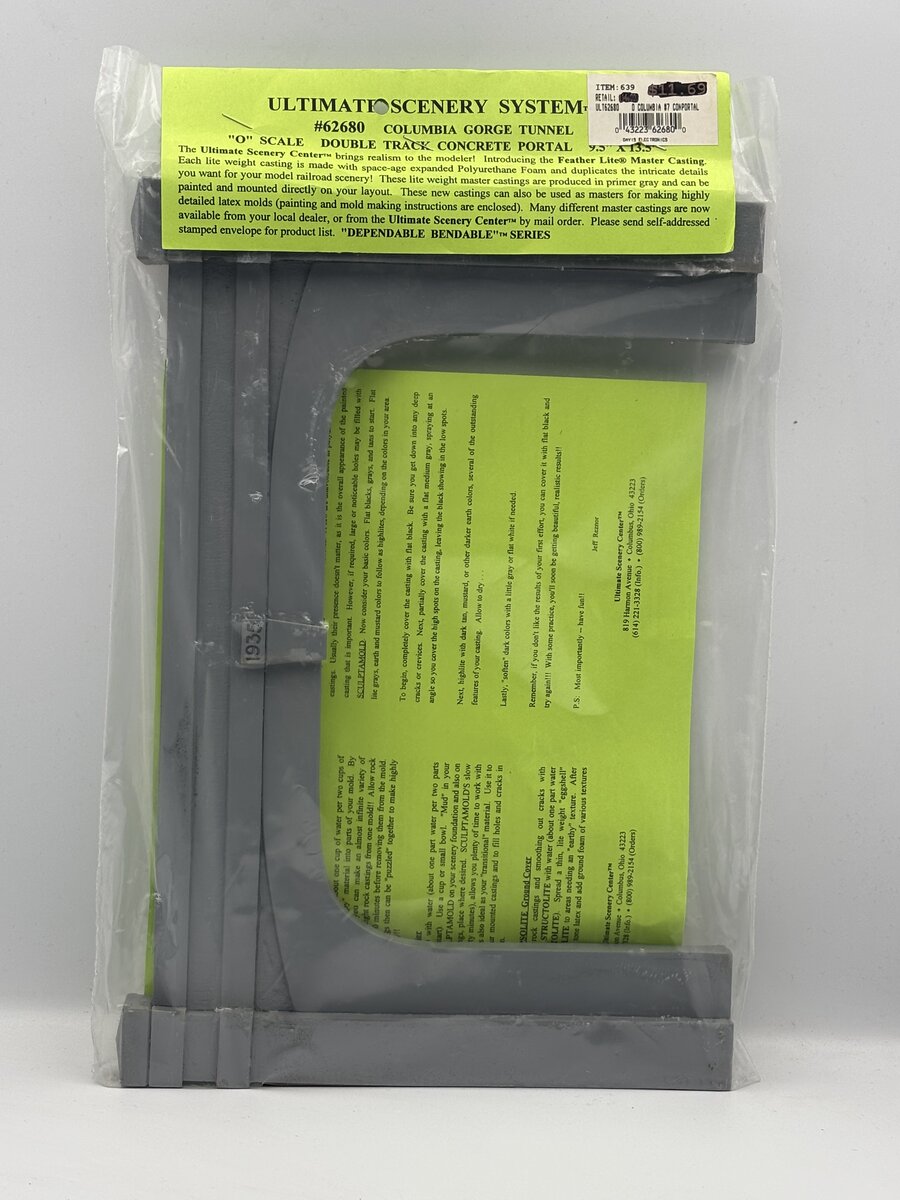 Ultimate Scenery System 62680 O Scale Double Track Tunnel Portal 9.5" x 13.5"