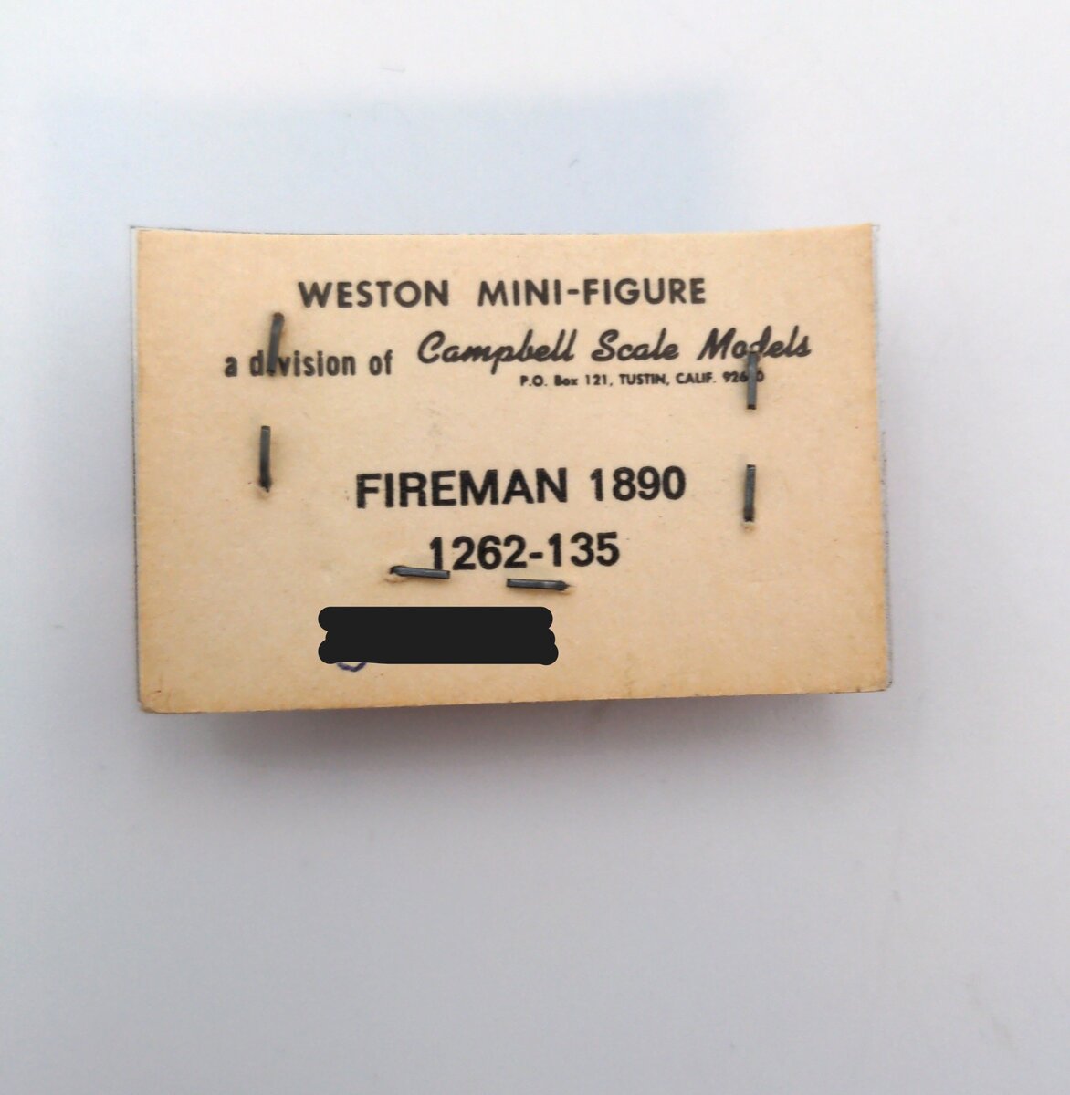 Campbell Scale Models 1262-135 HO Fireman 1890 Mini-Figure (with Shovel)