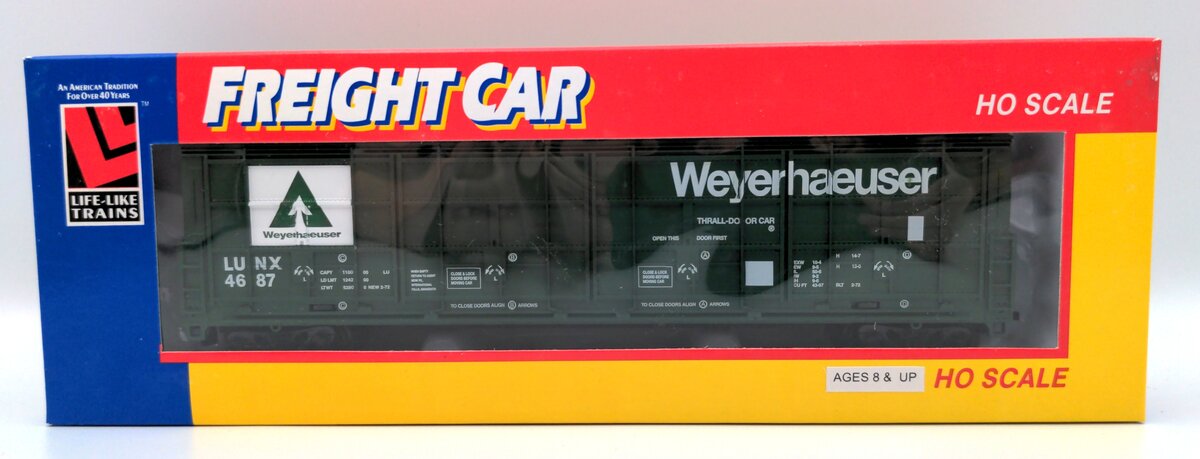 Life Like 8493 HO Weyerhaeuser 60' Thrall Door Box Car #4687