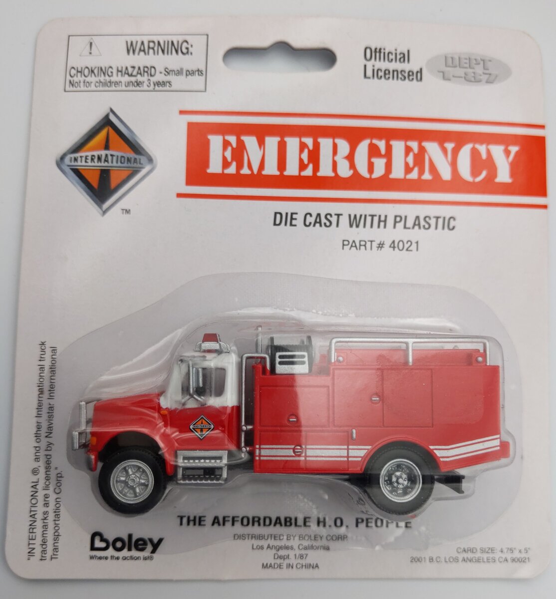 Boley 4021-71 1:87 Diecast International Emergency Small White and Red Truck