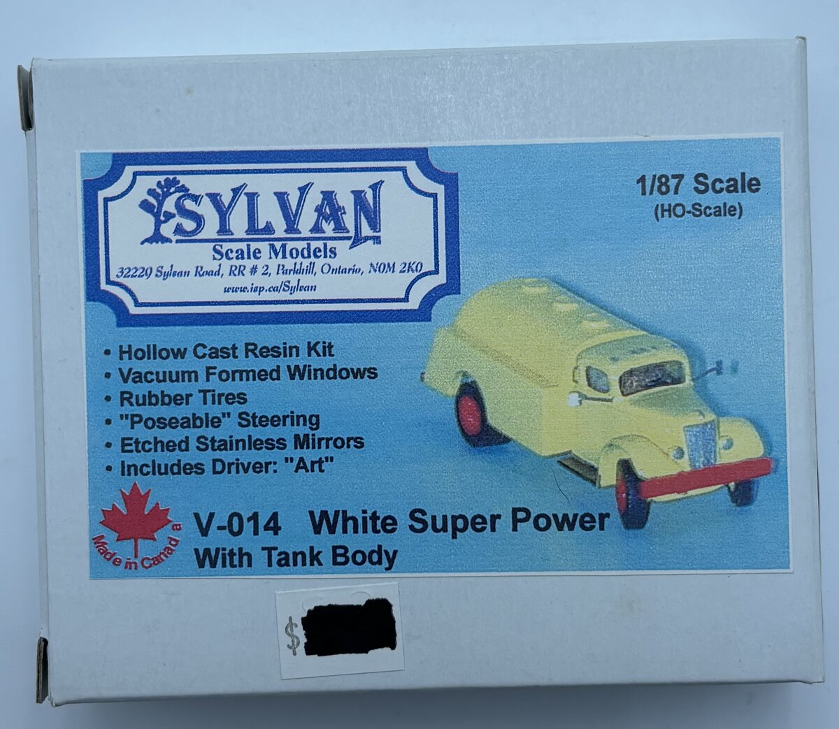 Sylvan Scale Models V014 HO Unpainted White Super Power Gasoline Tank Truck