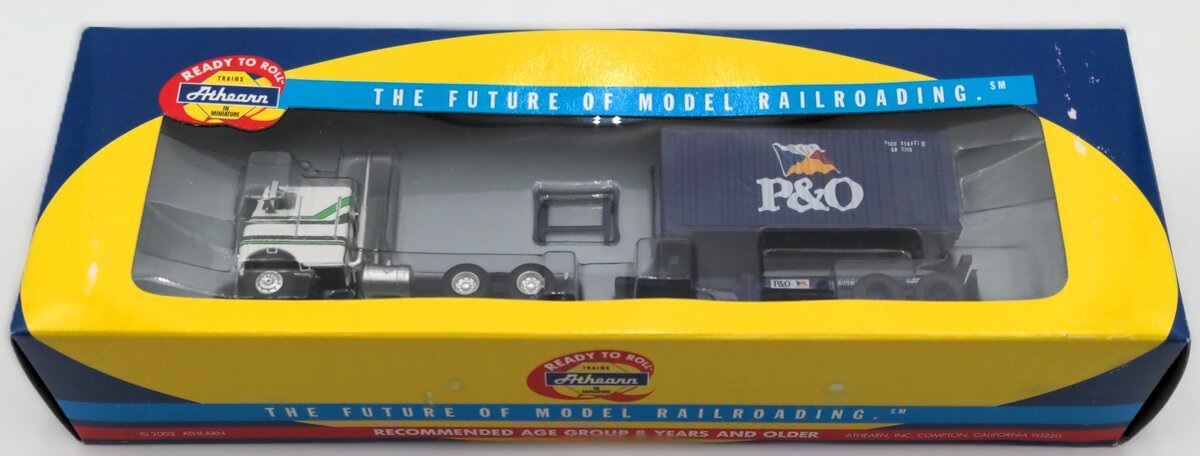 Athearn 92129 HO P&O Chassis 20' Container and Freightliner Tractor