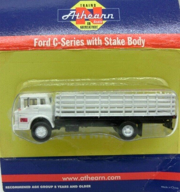 Athearn 10068 N Scale White Ford C-Series with Stake Body Truck