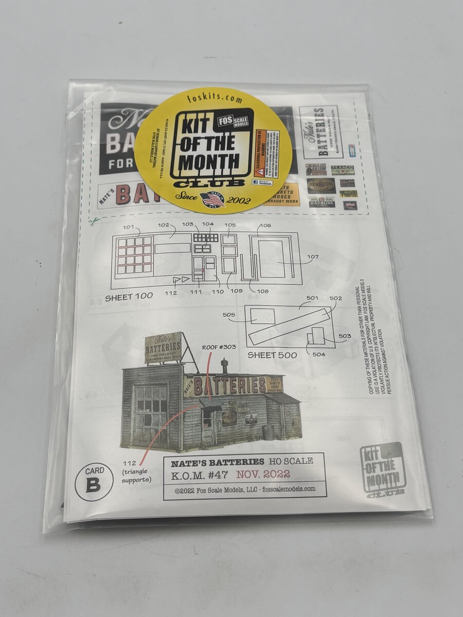 FOS Scale Limited 47 HO Scale Nate's Batteries Kit
