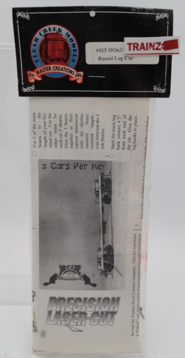 Master Creations 415 HOn3 Scales Russel Log Car Laser-Cut Kit (Pack of 2)