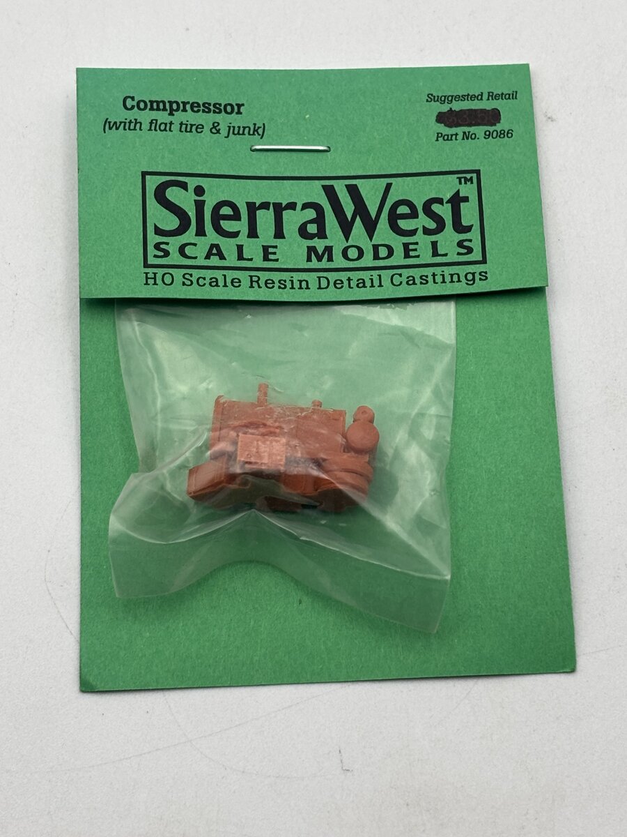 Sierra West 9086 HO Scale Compressor (With Flat Tire & Junk)