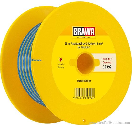 Brawa 32392 Blue/Blue/Yellow 0.14 mm, 25 m Drum Flat Cable