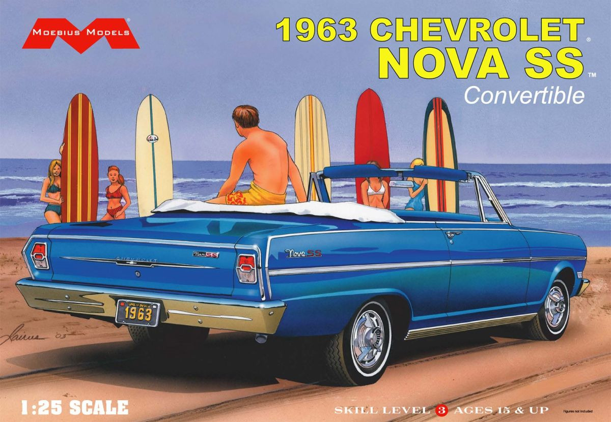 Moebius Models 2318 1:25 1963 Chevy Nova SS Convertible Car Plastic Model Kit