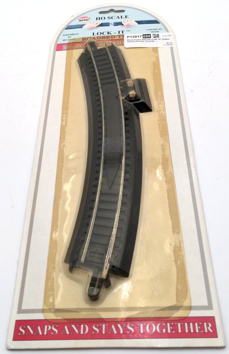 Model Power 4402 HO Scale 18" Radius Curved Rerailer Terminal Lock-It Track