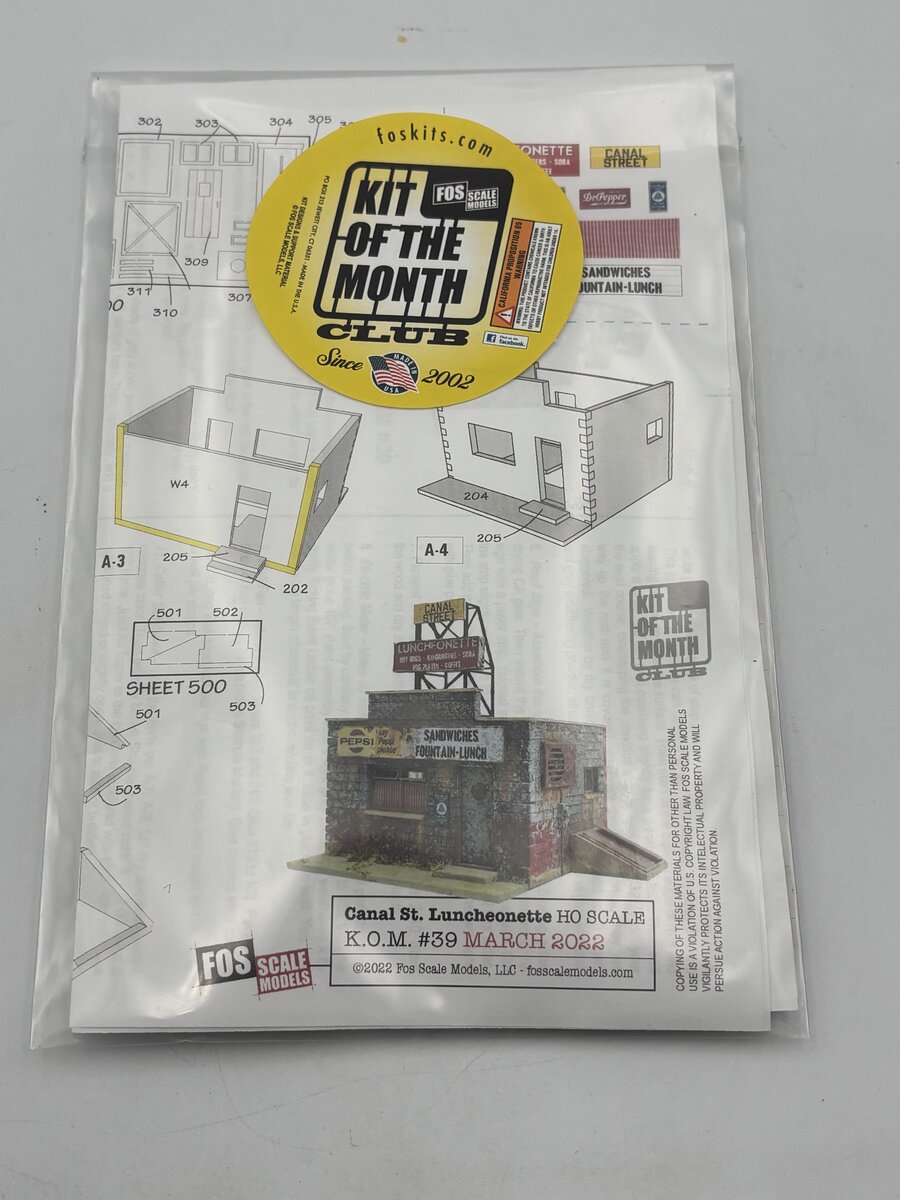 FOS Scale Limited 39 HO Scale Canal St. Luncheonette Build Kit