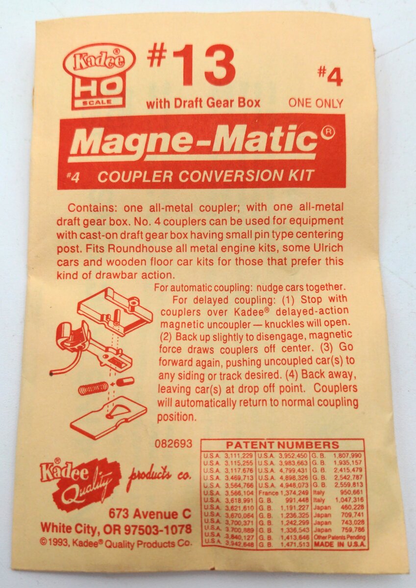 Kadee 13 Magne-Matic #4 Coupler Conversion Kit.