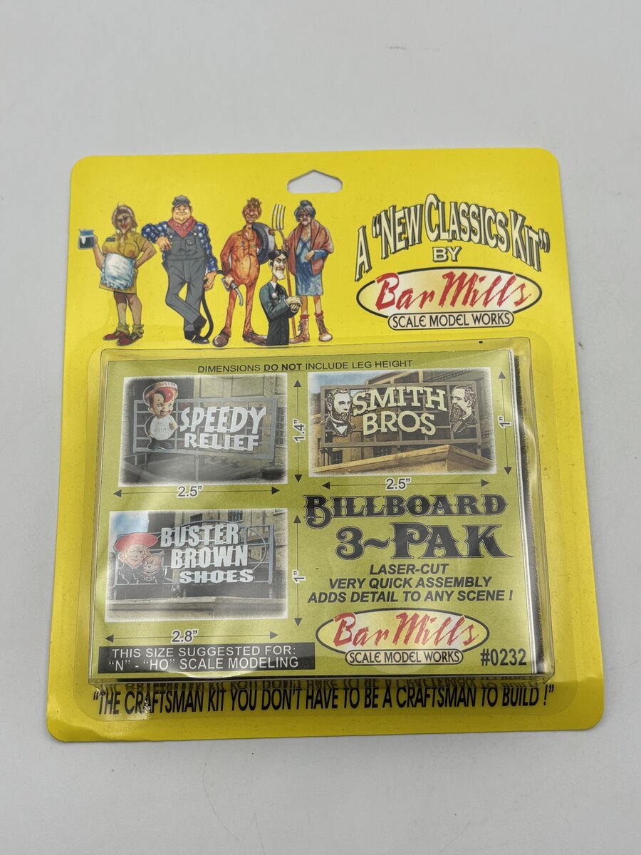 Bar Mills 0232 HO & N Scale Billboards Speedy Relief, Smith Bros & Buster Brown