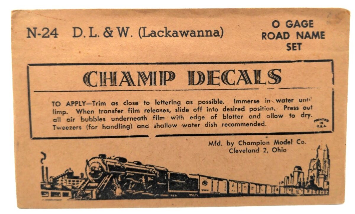 Champ Decals N-24 O D. L. & W. (Lackawanna) Gauge Road Name Complete Set Decal