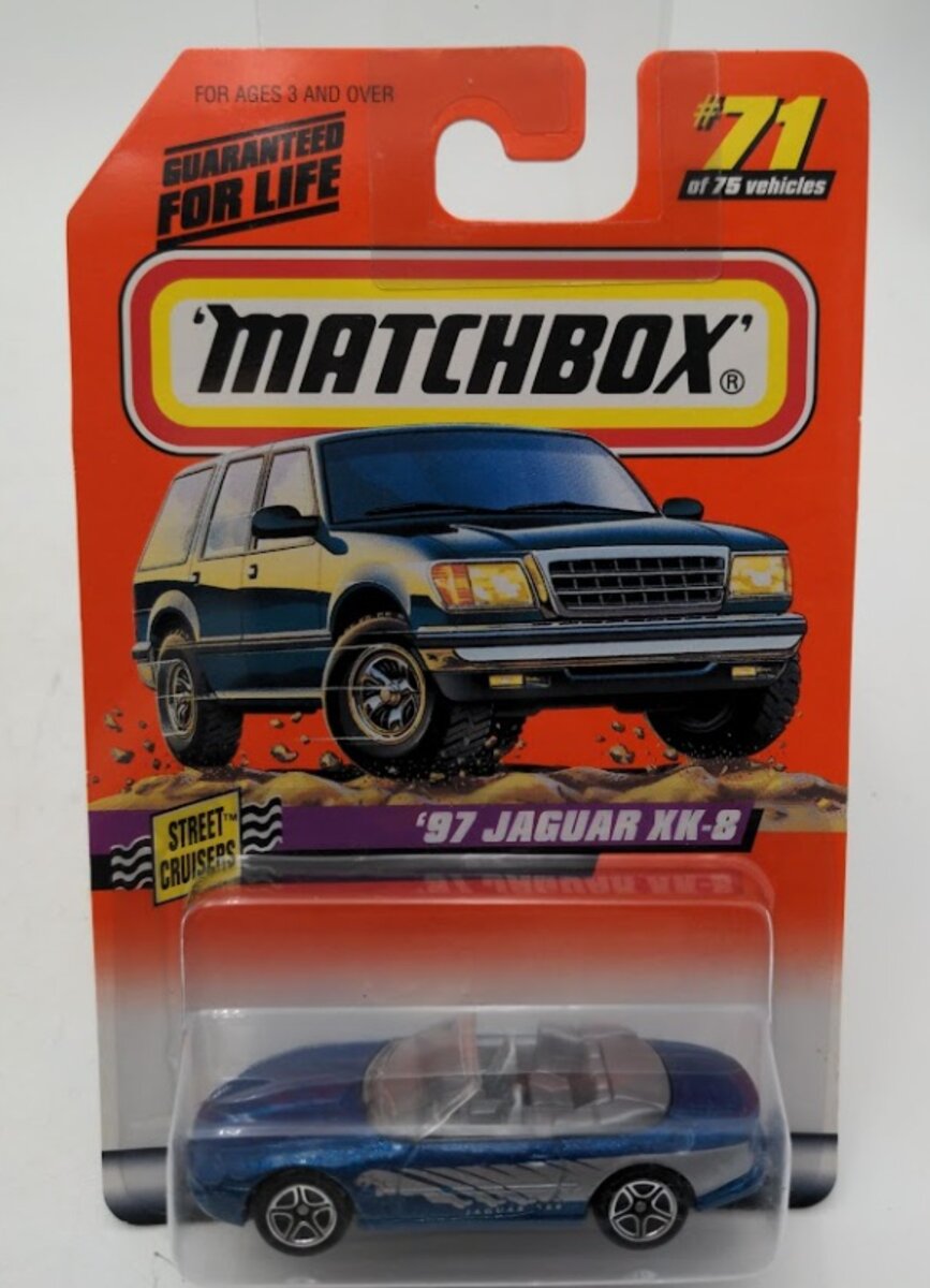 Matchbox 01771 Street Cruisers Metallic Blue '91 Jaguar XK-8 # 71 of 75 Vehicles