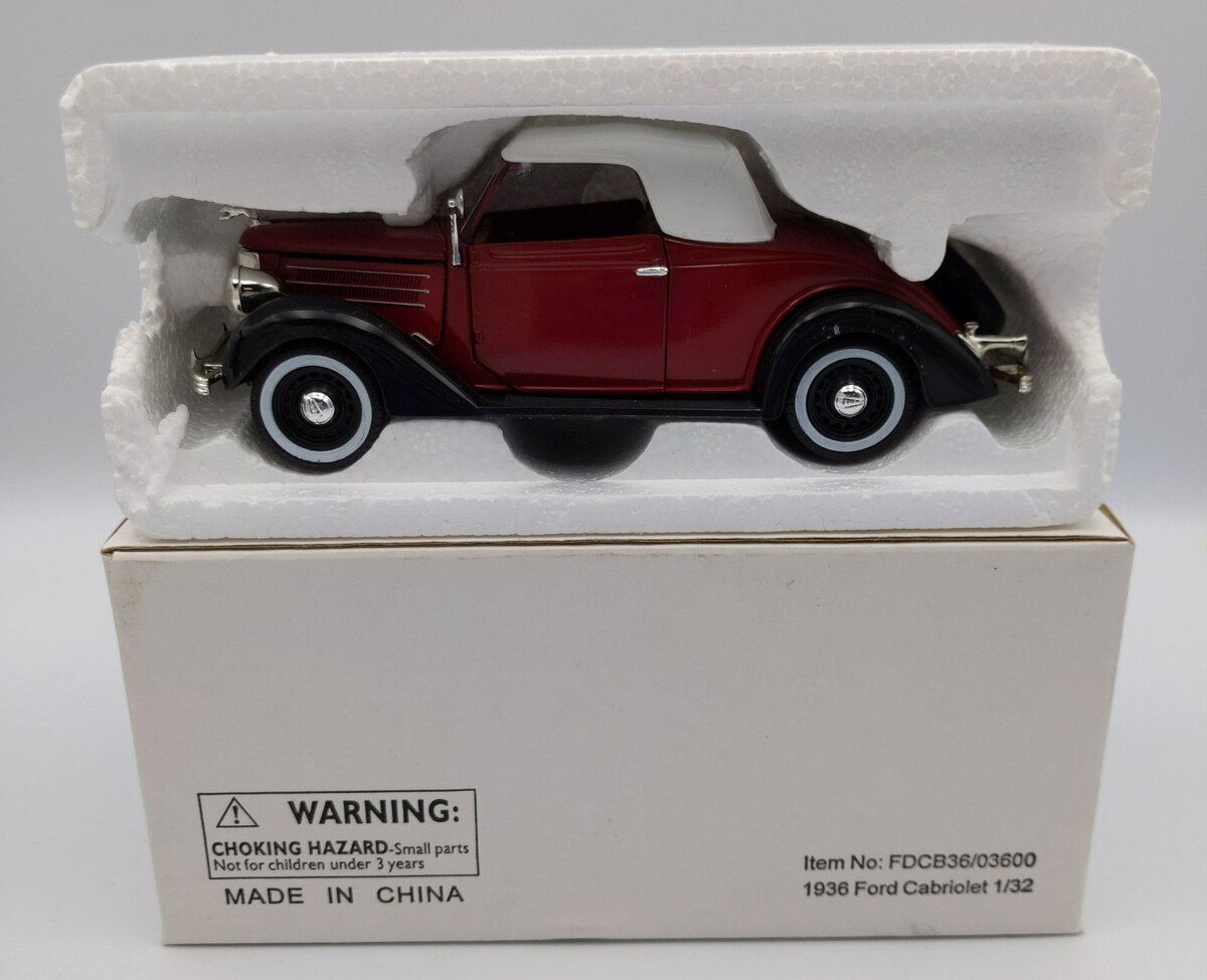 Signature Models FDCB36 1:32 Diecast Burgundy 1936 Ford Cabriolet