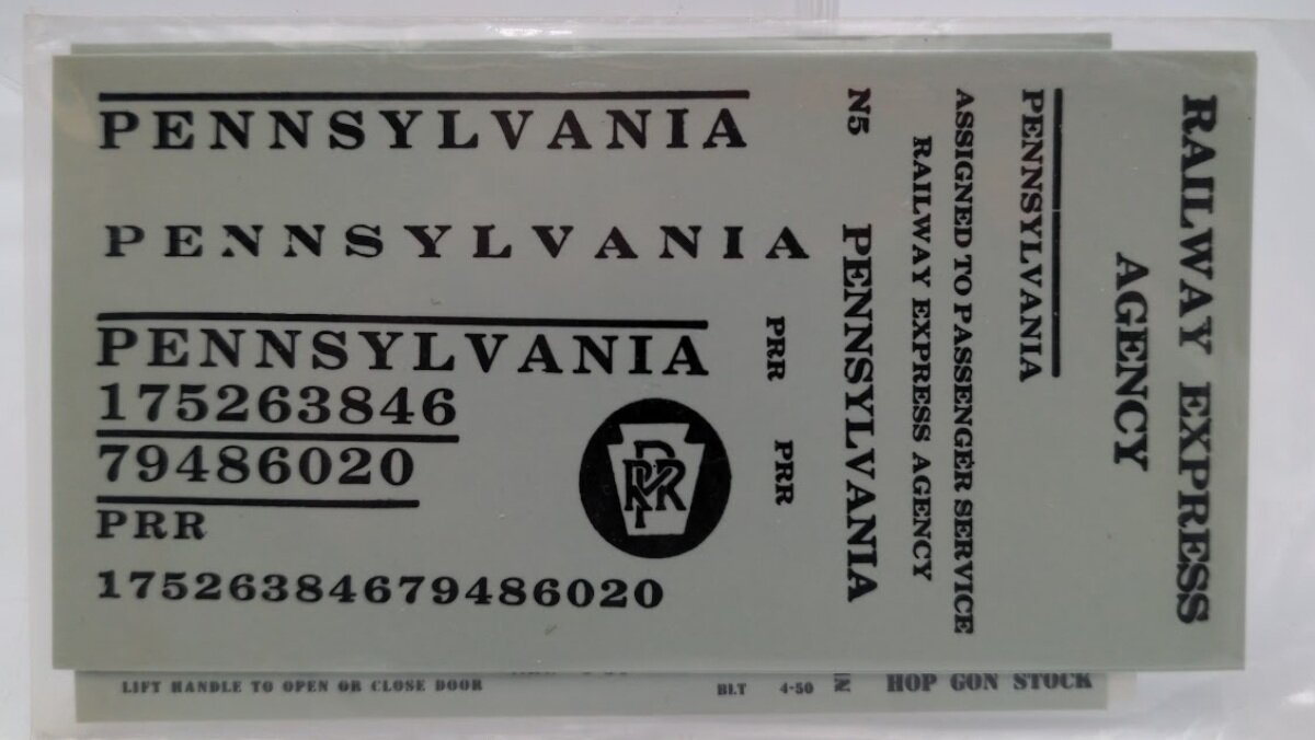 Walthers 936-77002 O Scale Black Pennsylvania RR Decal Set