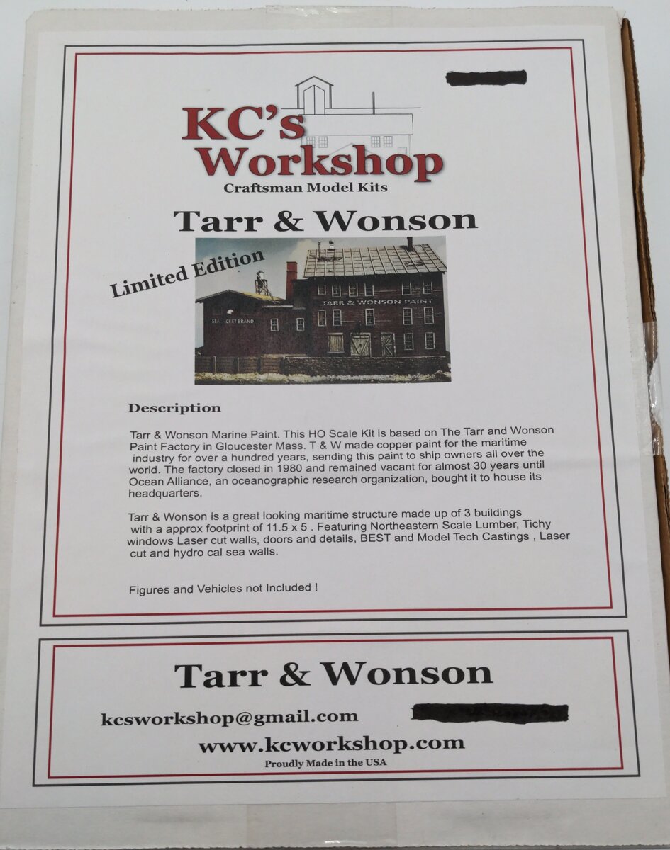 KC'S Workshop HO Tarr & Wonson Paint Building Kit