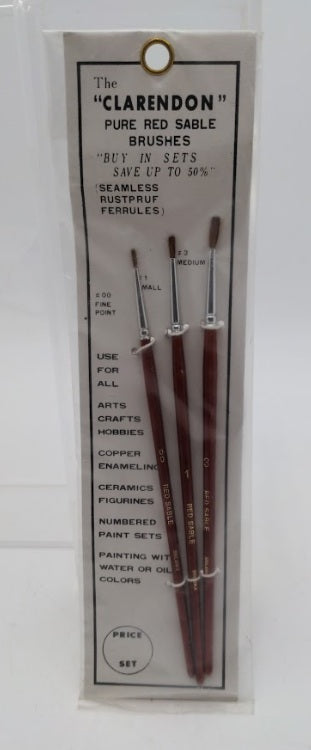 Acme 050-3 By The Clarendon Pure Red Sable Brushes # 00 / # 1 / # 3 (Set of 3)