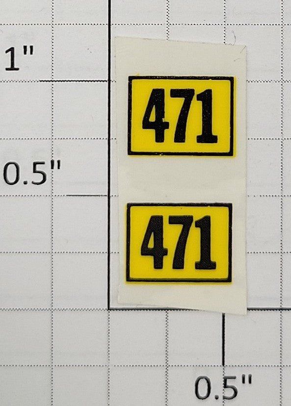 American Flyer ST-471 Yellow and Black "471" Sticker Decal