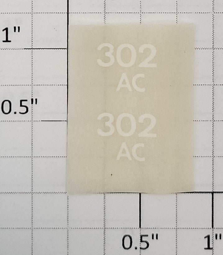 American Flyer TRS302 White Lettering Dry Transfer Decal #302 AC (Set of 2)