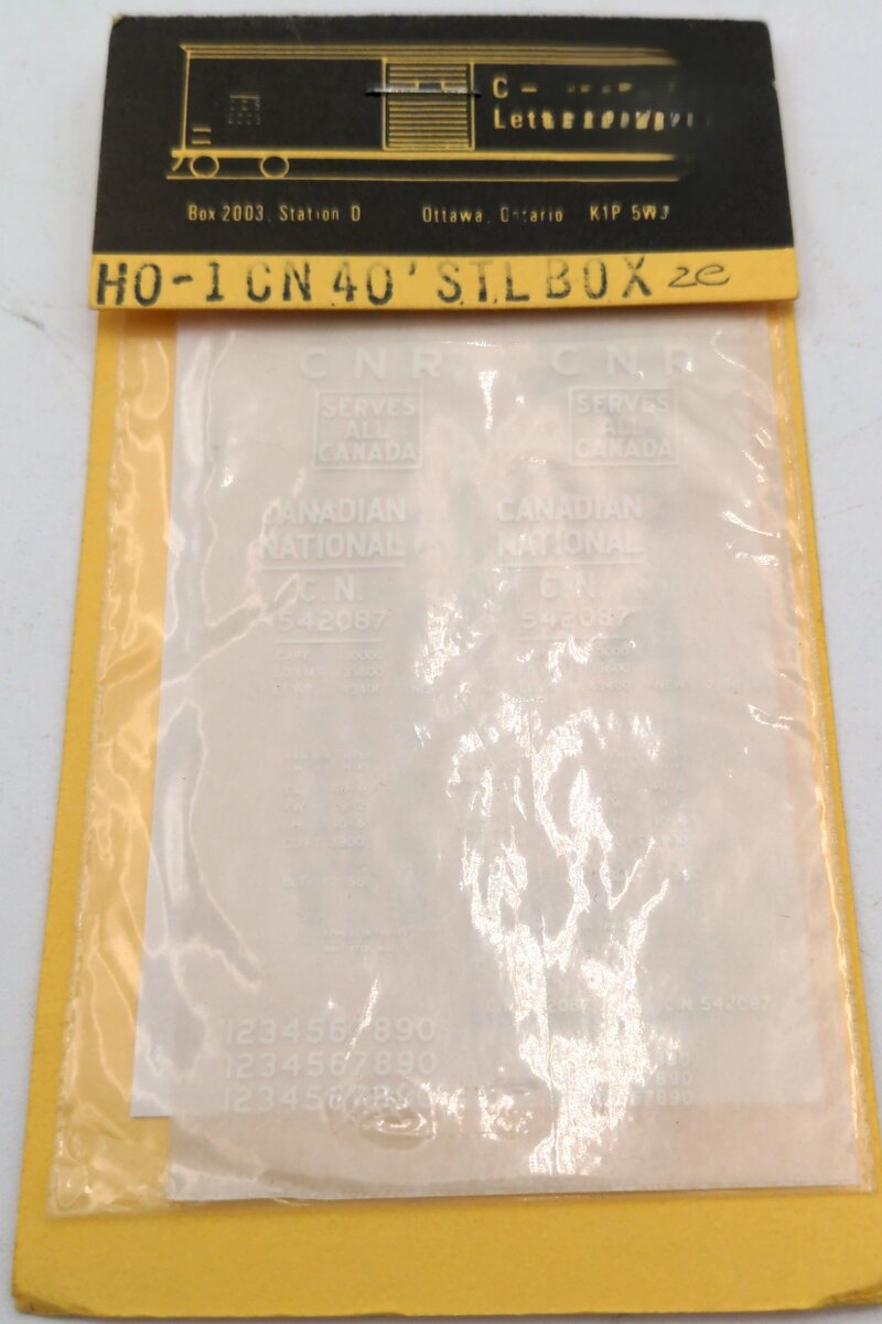 CDS Lettering 1 HO CN 40' STL Box Decal