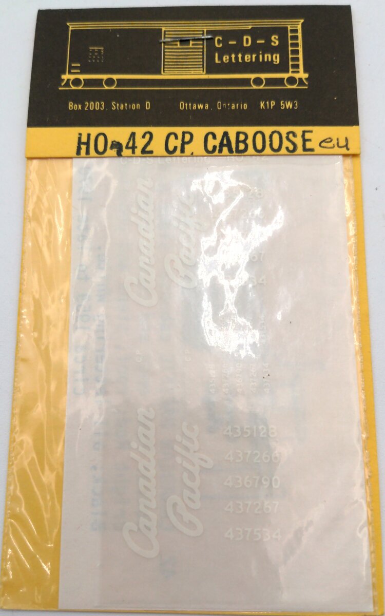 CDS Lettering 42 HO CP Caboose Decal