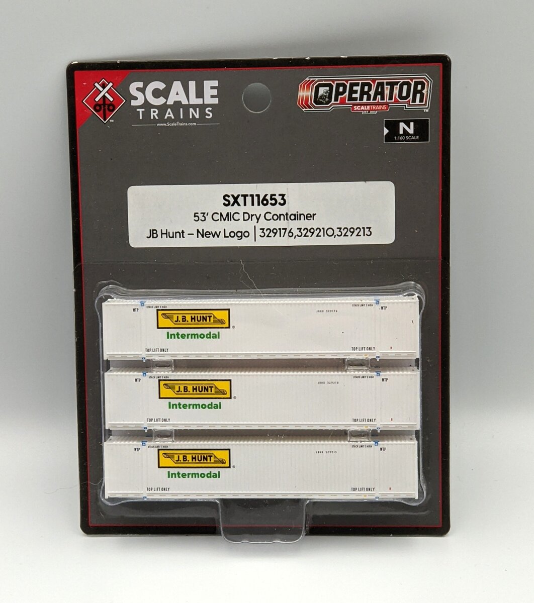 Scale Trains SXT11653 N Scale CMIC 53" Dry Container JB Hunt New Logo 3-Pack