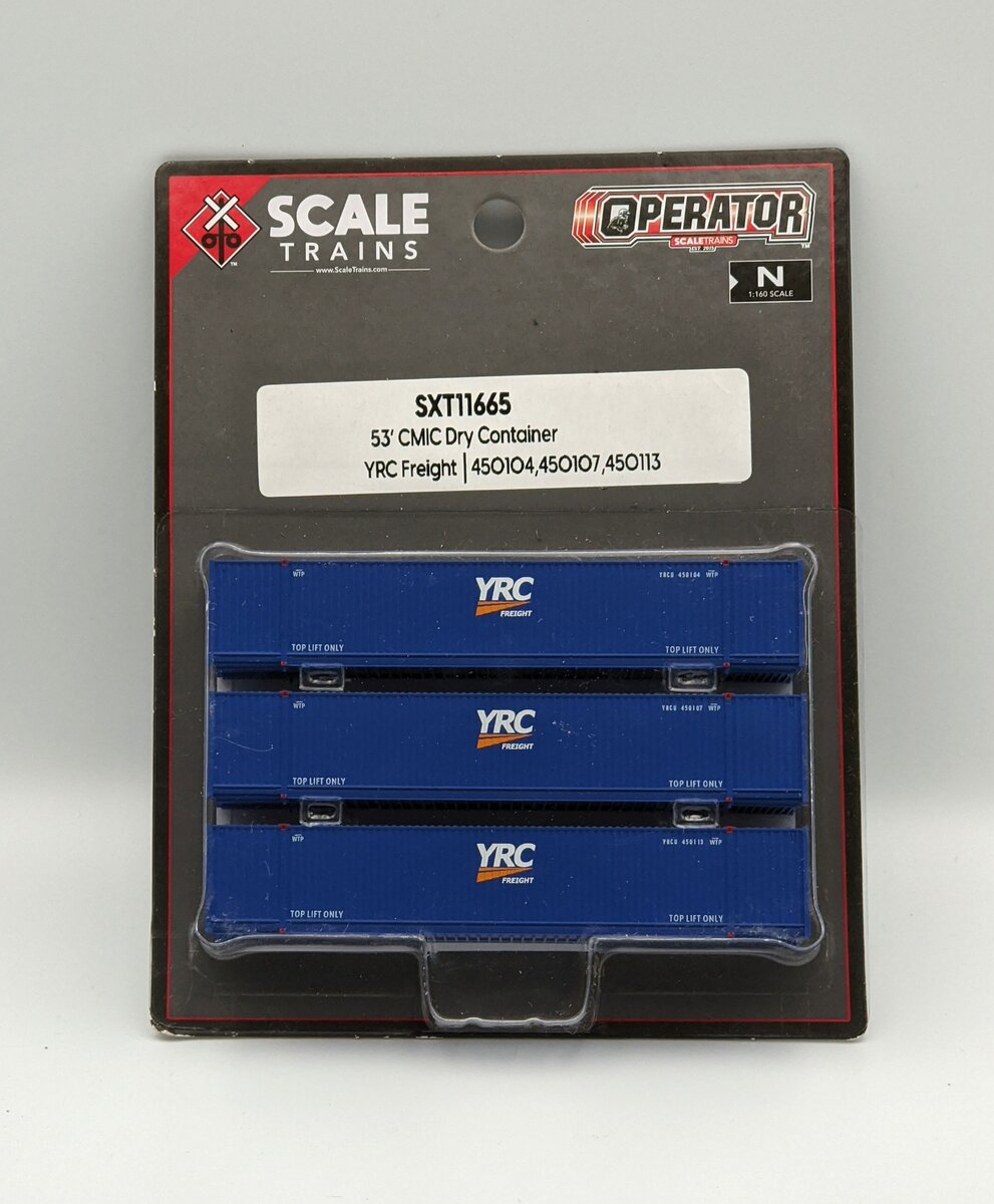 Scale Trains SXT11665 N Scale CMIC 53" Dry Container YRC Freight 3-pack
