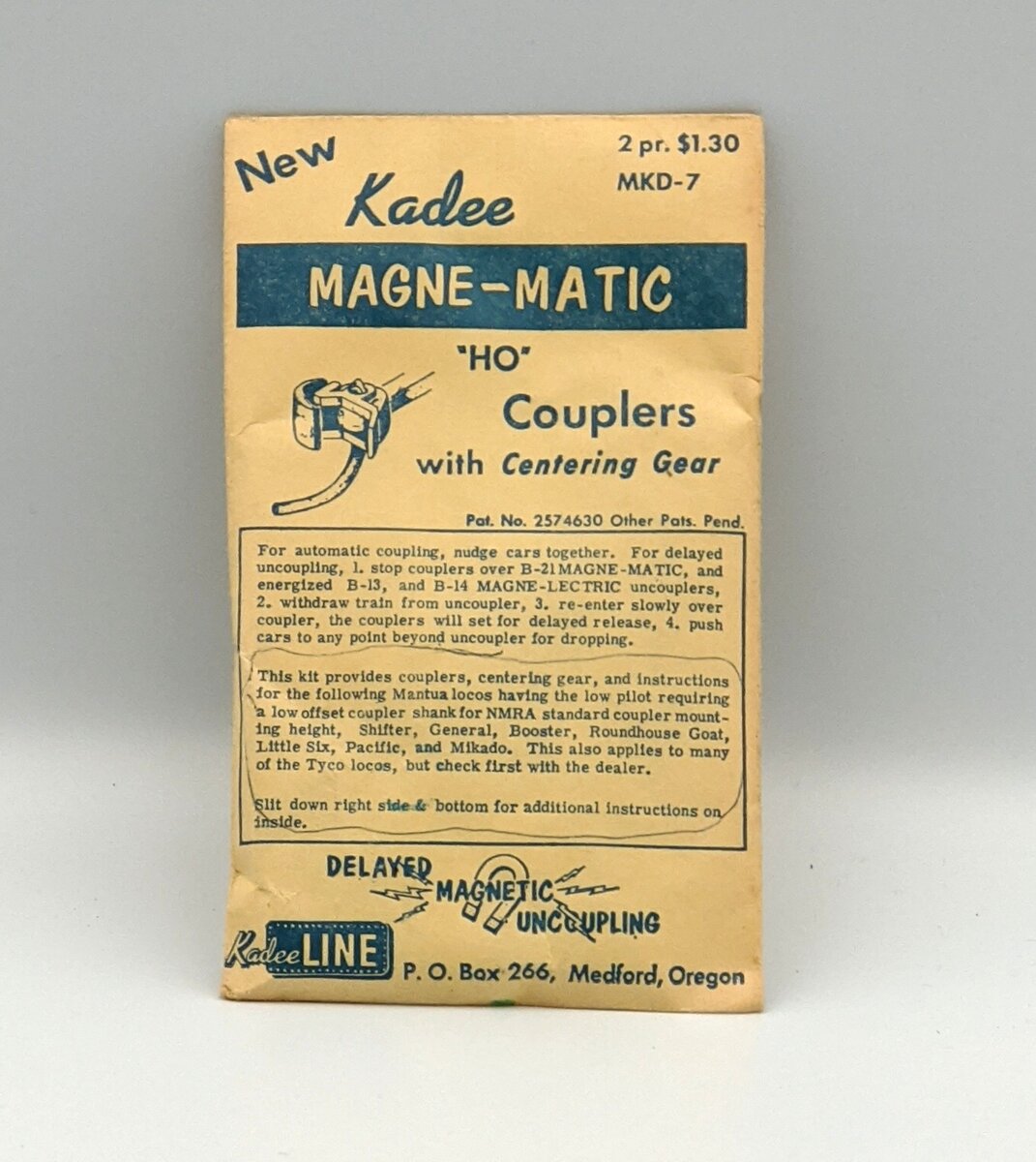 Kadee 7 HO Magne-Matic Couplers with Centering Gear (2 Pairs of 2)