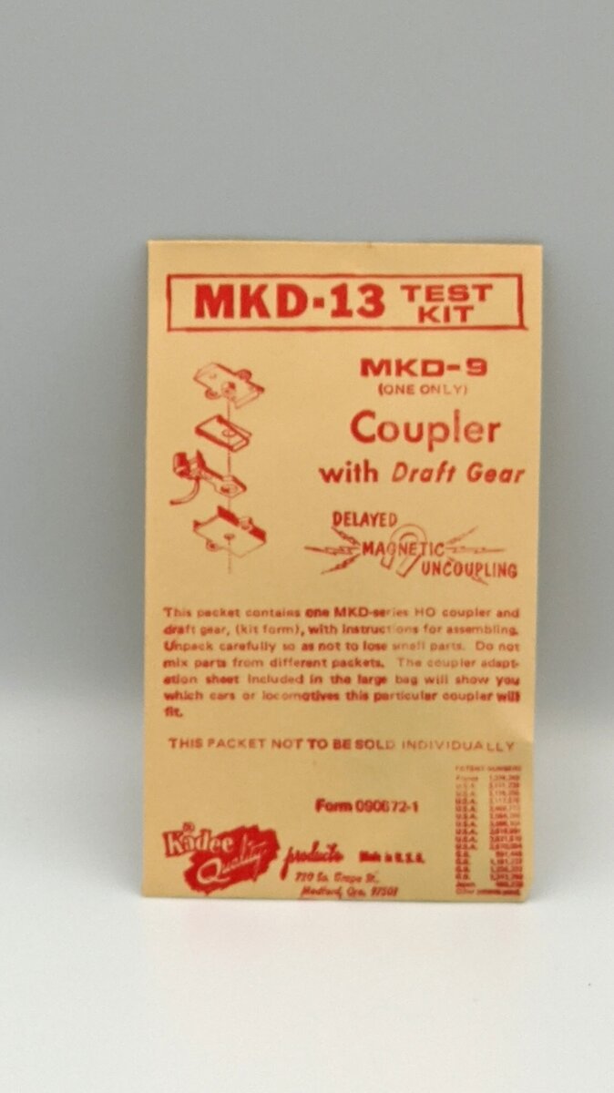 Kadee MKD-13 HO MKD-9 Test Kit Coupler W/Draft Gear One Only
