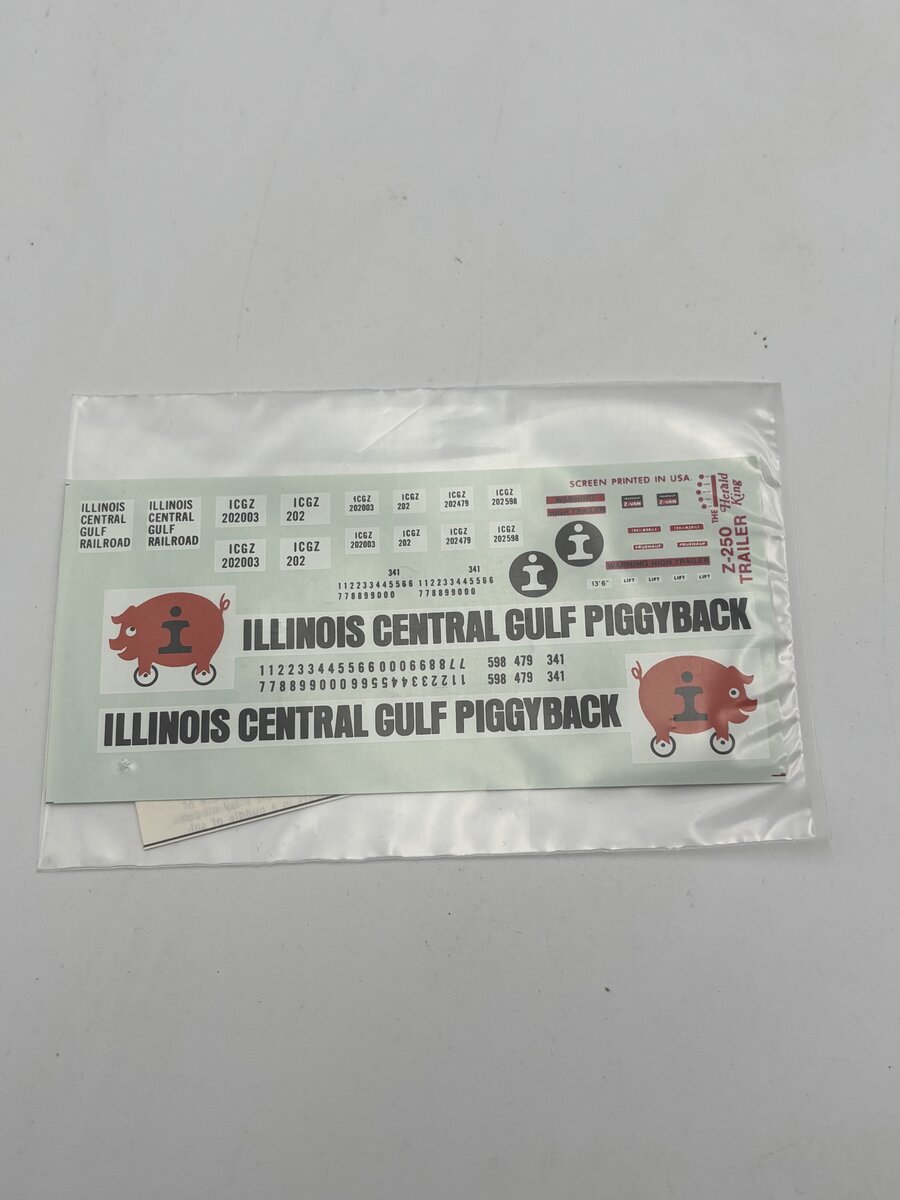 The Herald King Z-250 HO Illinois Central Gulf Van Aluminum Piggyback Van Decal