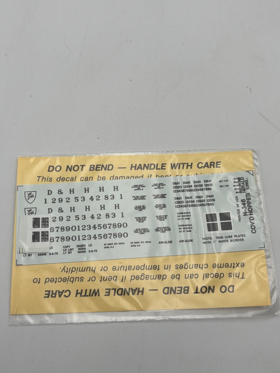 The Herald King H-346 HO Grey "Air-Slide" Hopper Black Lettering Decal