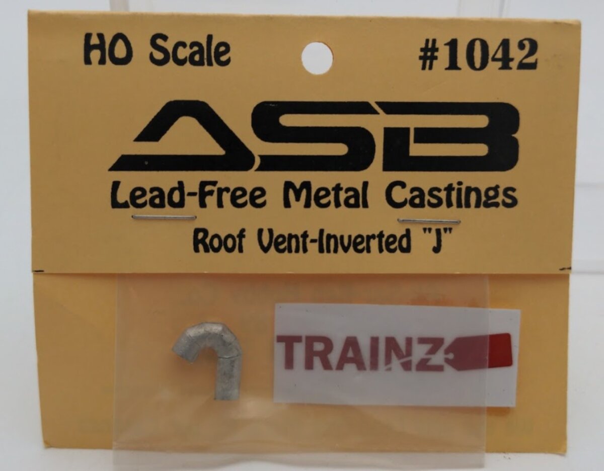 ASB Hobby Co. 1042 HO Roof Vent Inverted "J" Unpainted Lead Free Metal Castings