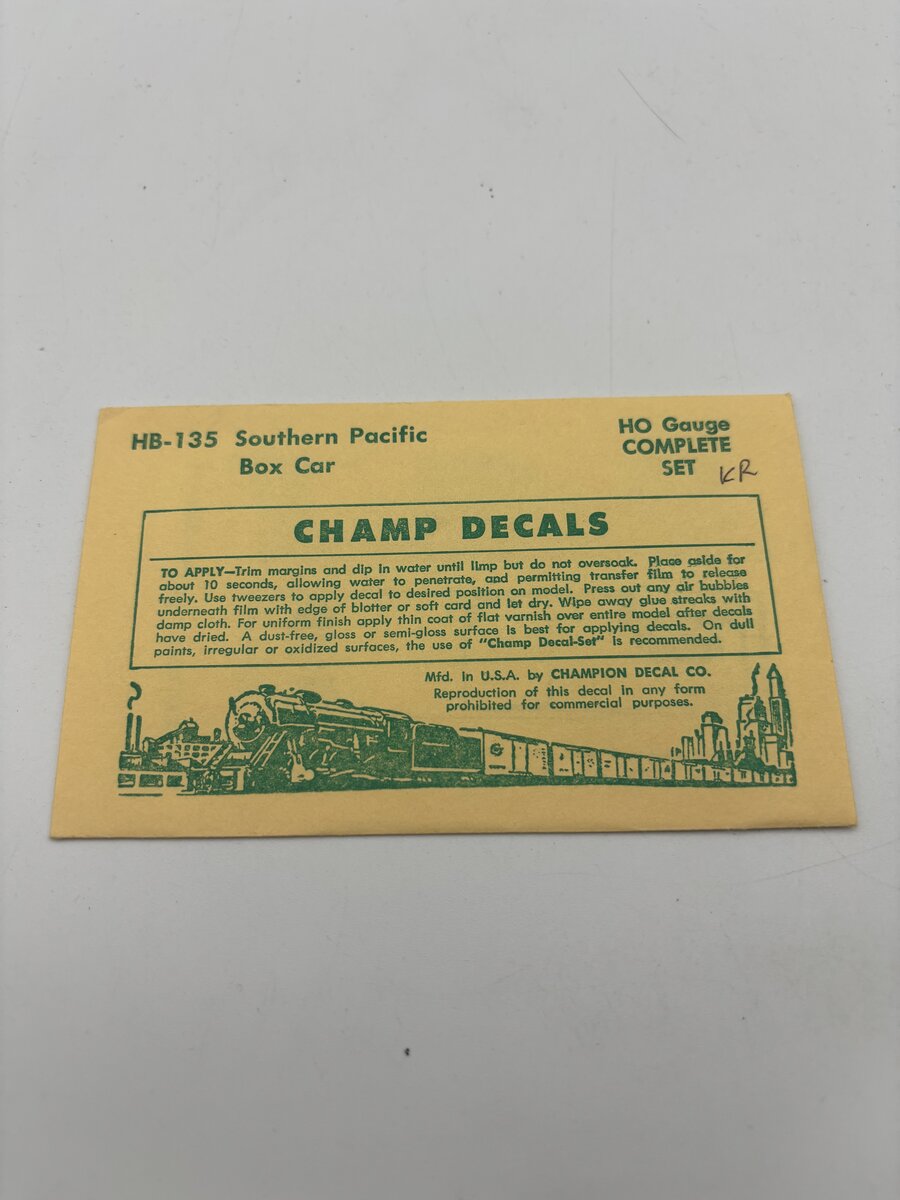 Champ Decals HB-135 HO Southern Pacific Boxcar Decal