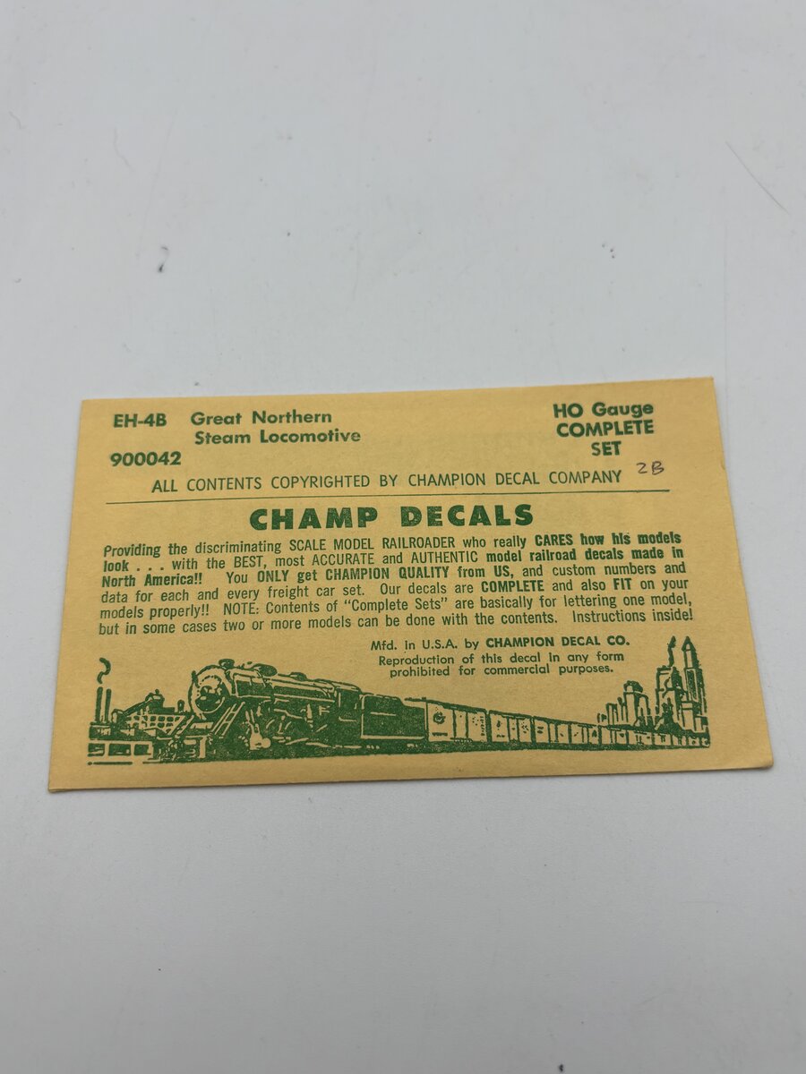 Champ Decals EH-4B HO Great Northern Steam Locomotive Decal
