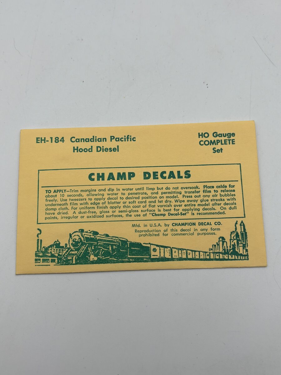 Champ Decals EH-184 HO Canadian Pacific Hood Diesel Decal