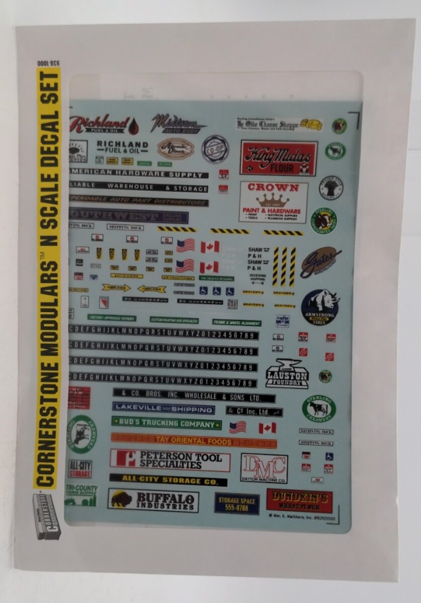 Walthers 938-1000 N Scale Cornerstone Series Business Sings Several Sizes Decal