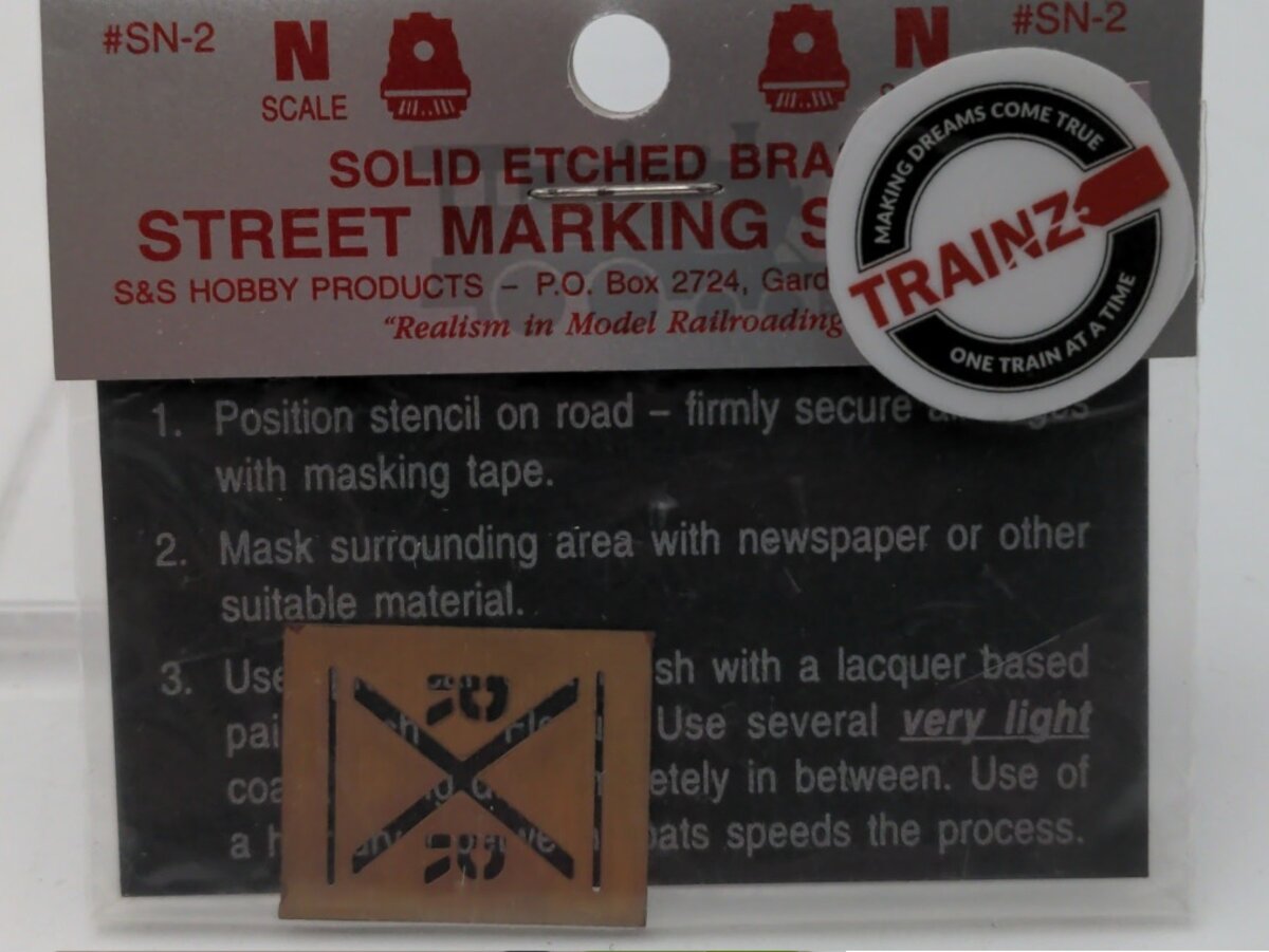 S & S Hobby Products SN-2 N Scale Solid Etched Brass Street Marking Stencil