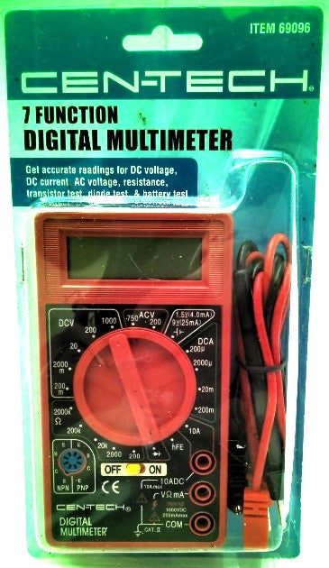Cen-Tech 69096 7 Function Digital Multimeter AC Voltage, Resistence, Diode Test