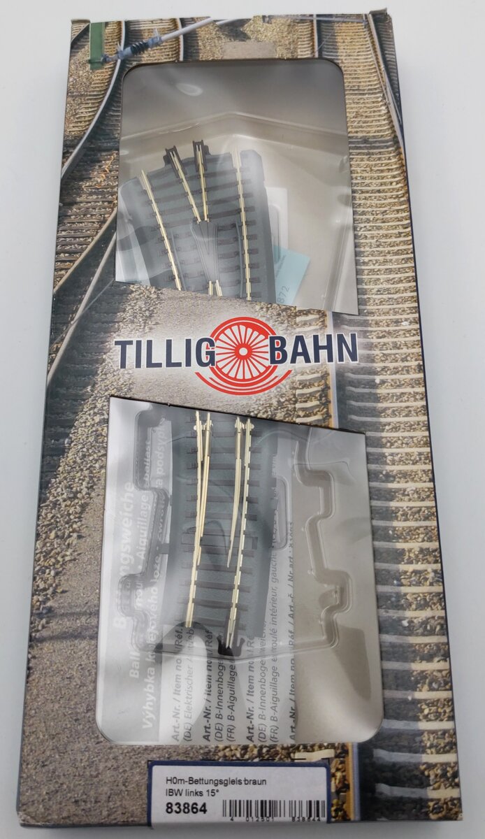 Tillig 83864 TT Gauge (1:120 Scale) 15 Degree Curved Left Turnout