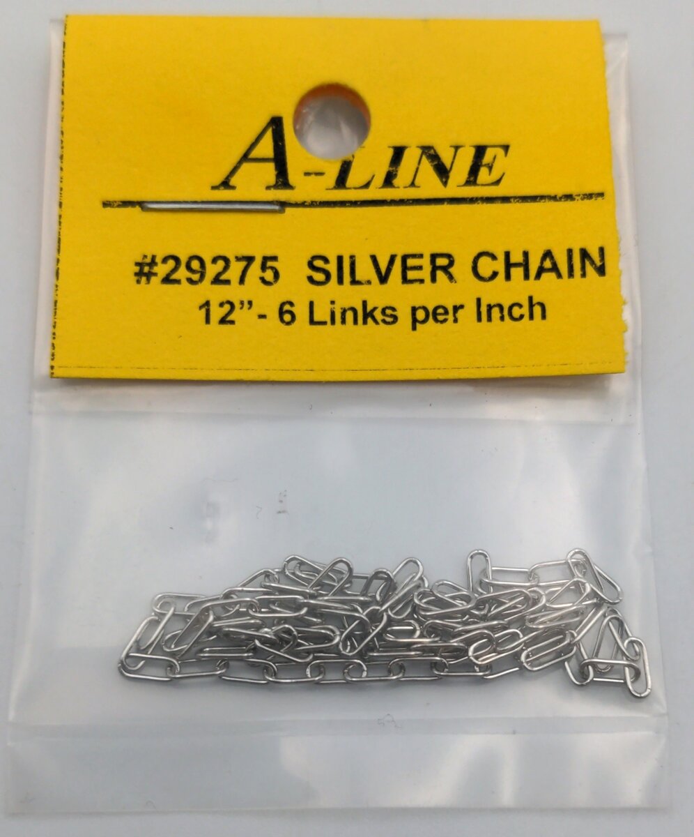 A-Line 29275 Silver Chain 12"- 6 Links per inch