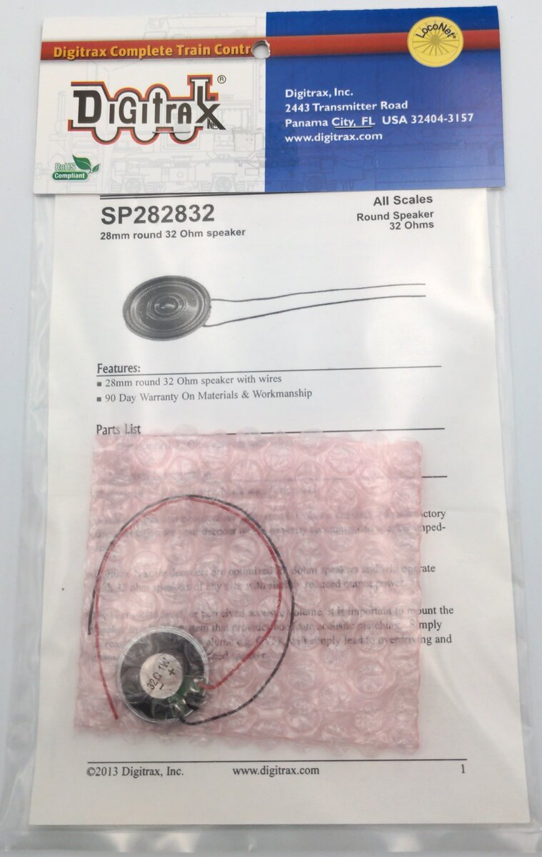 Digitrax SP282832 28mm Round 32OHM Speaker