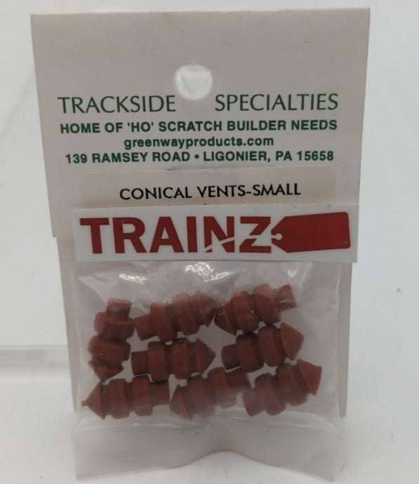 Trackside Specialties 04 HO Scale Red Small Conical Vent (Pack of 8)