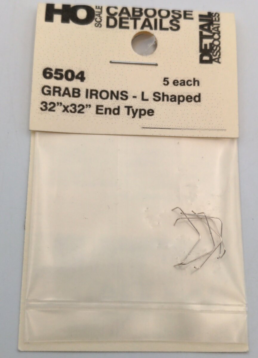 Detail Associates 6504 HO Scale Grab Irons L Shaped 32"x32" End Type 5 PCS
