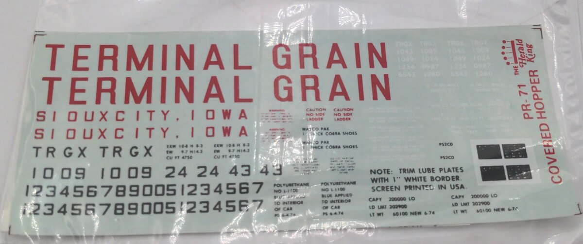 Herald King PR-71 Terminal Grain Sioux City, Iowa Decal