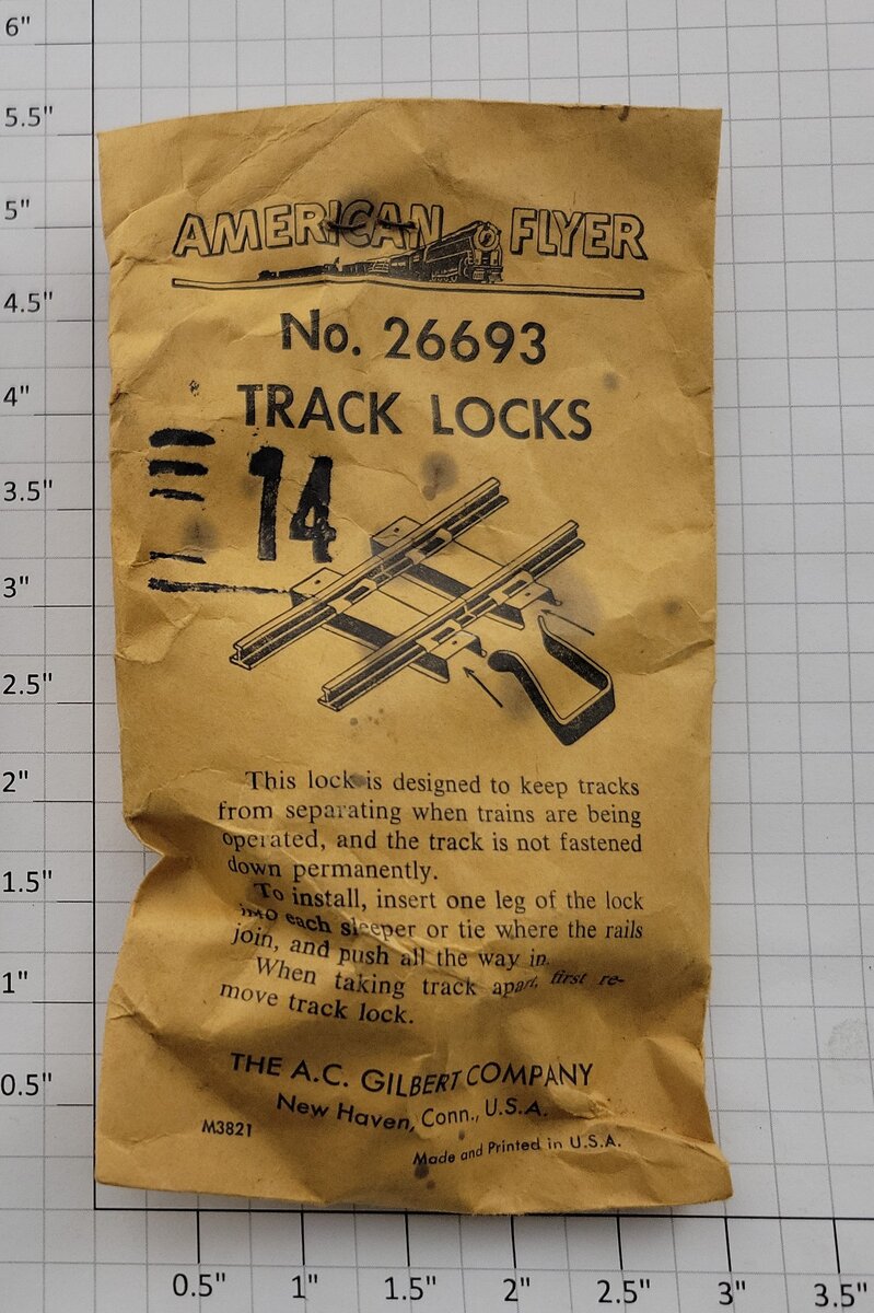 American Flyer 26693 S Scale Track Locks in Envelope (Pack of 14)