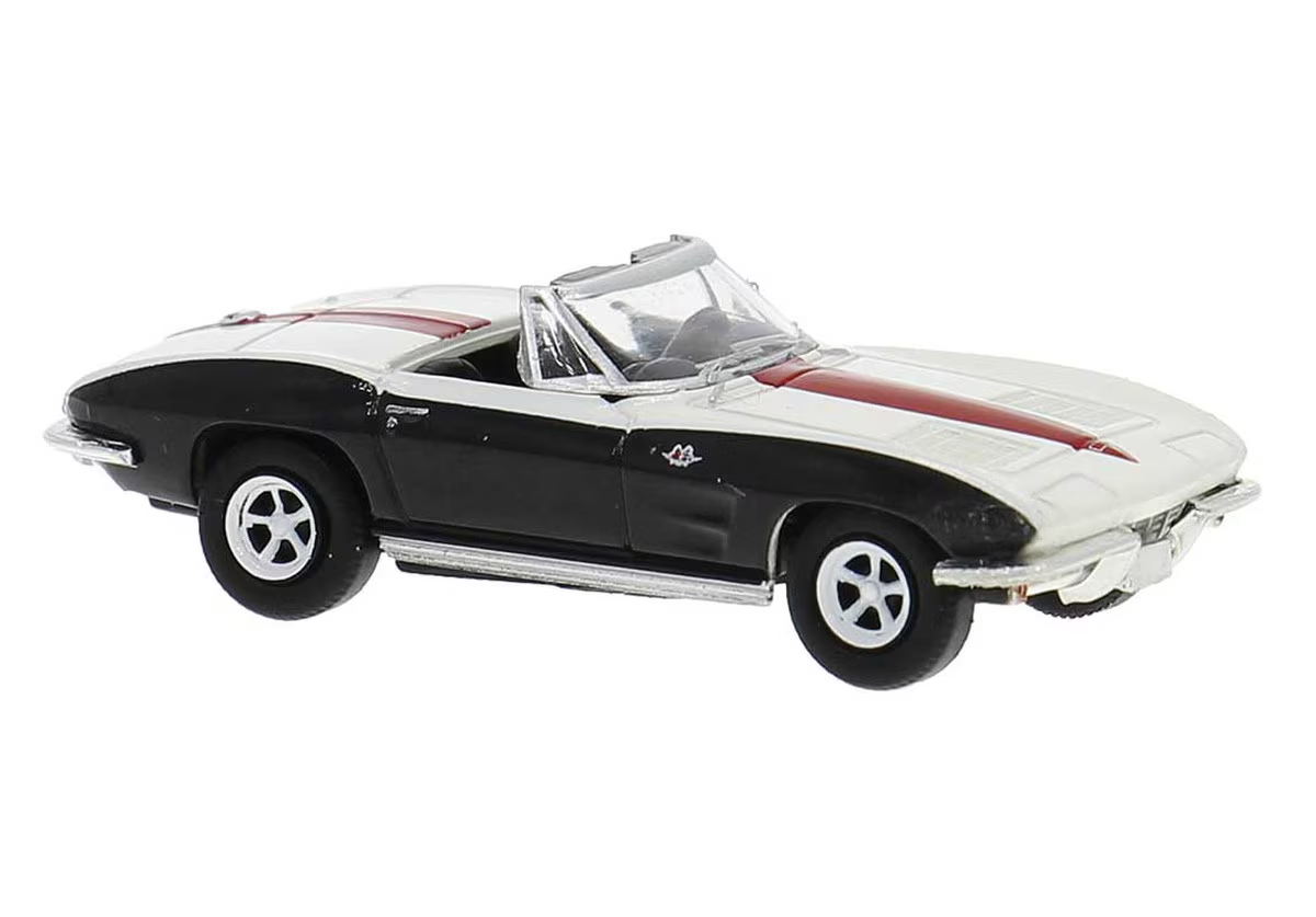 Brekina Automodelle 18029 HO White, Black, Red Chevrolet Corvette C2 Convertible