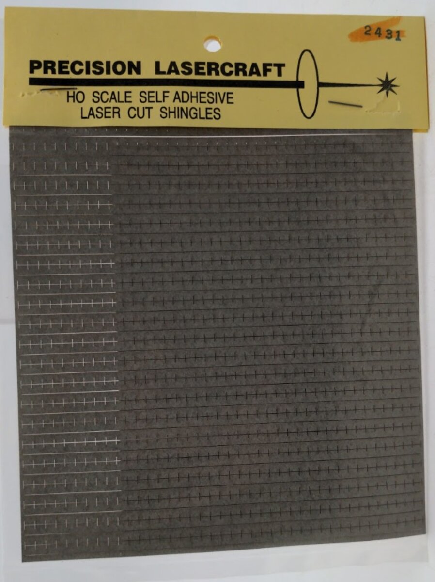 Precision Lasercraft 2431HO Scale Slightly Green LaserCut Shingles Self Adhesive