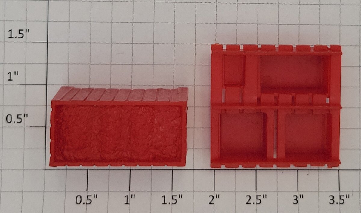 Acme 0310-1 O Gauge Red Pallet with Crates and Red Open Top Crate with Contents