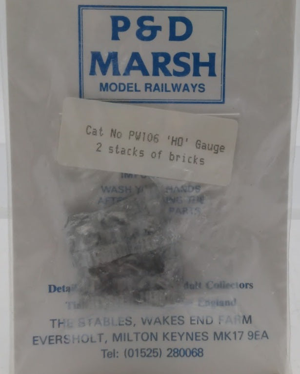 P & D Marsh PW106 HO Scale Small Brick Stacks Unpainted Metal (Pack of 2)